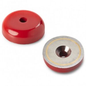 Alnico Flat Round Disc Magnet With Painted Steel Shell and Smooth Through Bore