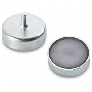 Ferrite Round Disc Magnet With Galvanised Steel Shell and Threaded Stud