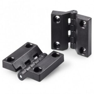 Flat Plastic Hinge With Lowered Rotation Pin and Right Through Holes