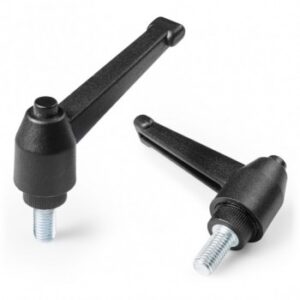 Indexed Clamping Lever With Plastic Push Button and With Male Threaded Stud