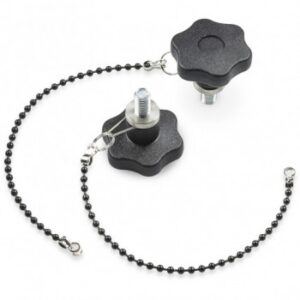 Solid 6 Lobe Handwheel With Threaded Stud and Retention Chain