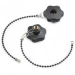 Solid 6 Lobe Handwheel With Female Through Threaded Insert and Retention Chain