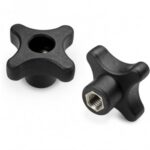 Solid Cross Handwheel With Female Stainless Steel Right Through Threaded Insert