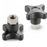 High Clamping Solid Cross Handwheel With Threaded Insert