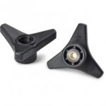 Solid 3 Lobe Handwheel With Female Right Through Threaded Insert - Hollow Hub Version