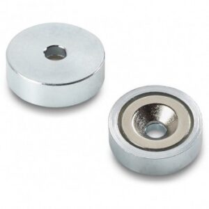 Neodymium Round Disc Magnet With Steel Shell and Smooth Through Bore