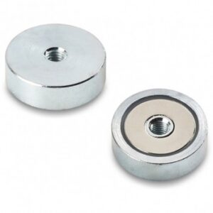 Neodymium Round Disc Magnet With Steel Shell and Threaded Through Hole