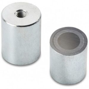 Aluminium-nickel-cobalt Cylindrical Magnet With Galvanised Steel Shell With Female Threaded Hole