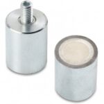Aluminium-nickel-cobalt Cylindrical Magnet With Galvanised Steel Shell With Threaded Stud
