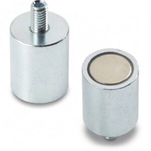 Neodymium Cylindrical Magnet With Galvanised Steel Shell With Threaded Stud