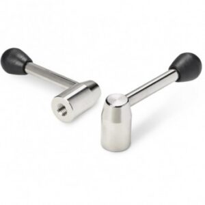 Fixed Metal Lever With Horizontal Arm and Threaded Hole